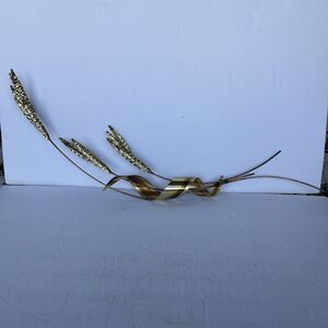 Vtg Home Interiors Brass Gold Metal Wheat Sheaf Wall Decor 30" MCM